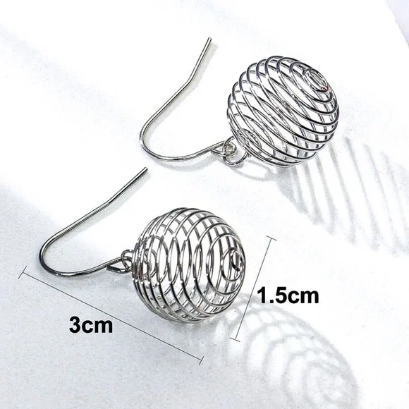Any 3/$25! Silver Spiral Ball Drop Earrings - Picture 4 of 6